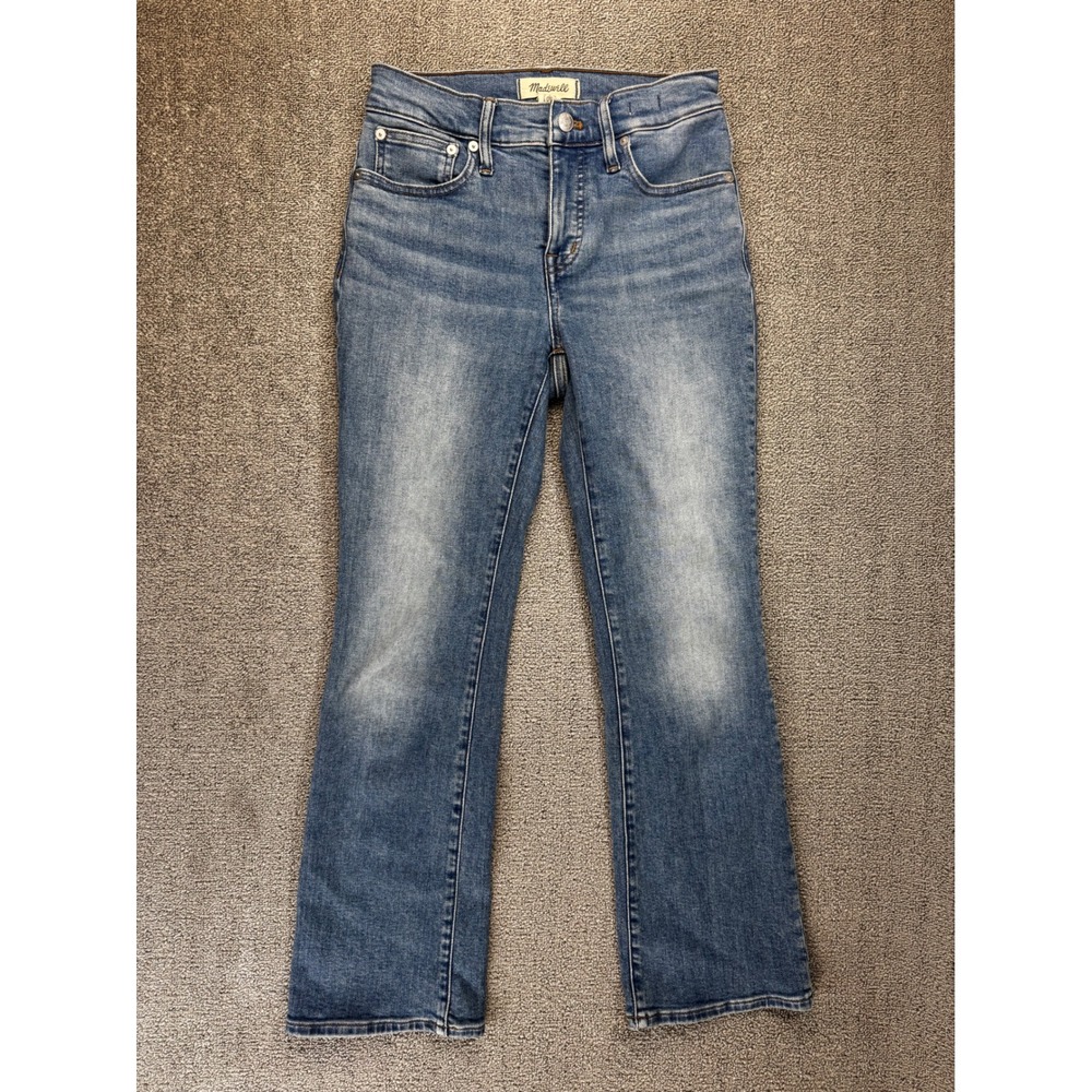 Madewell Mid-Rise Kick Out Jeans Size 25 Blue Medium Wash Cropped Flare Denim